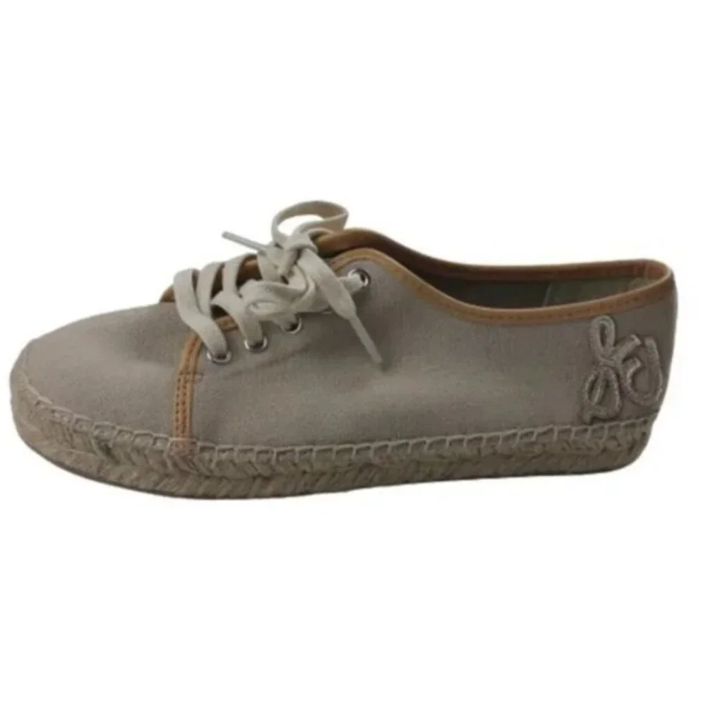 Sam Edelman Canvas Lace Up Espadrille Shoes NWOT Neutral Low Top Casual